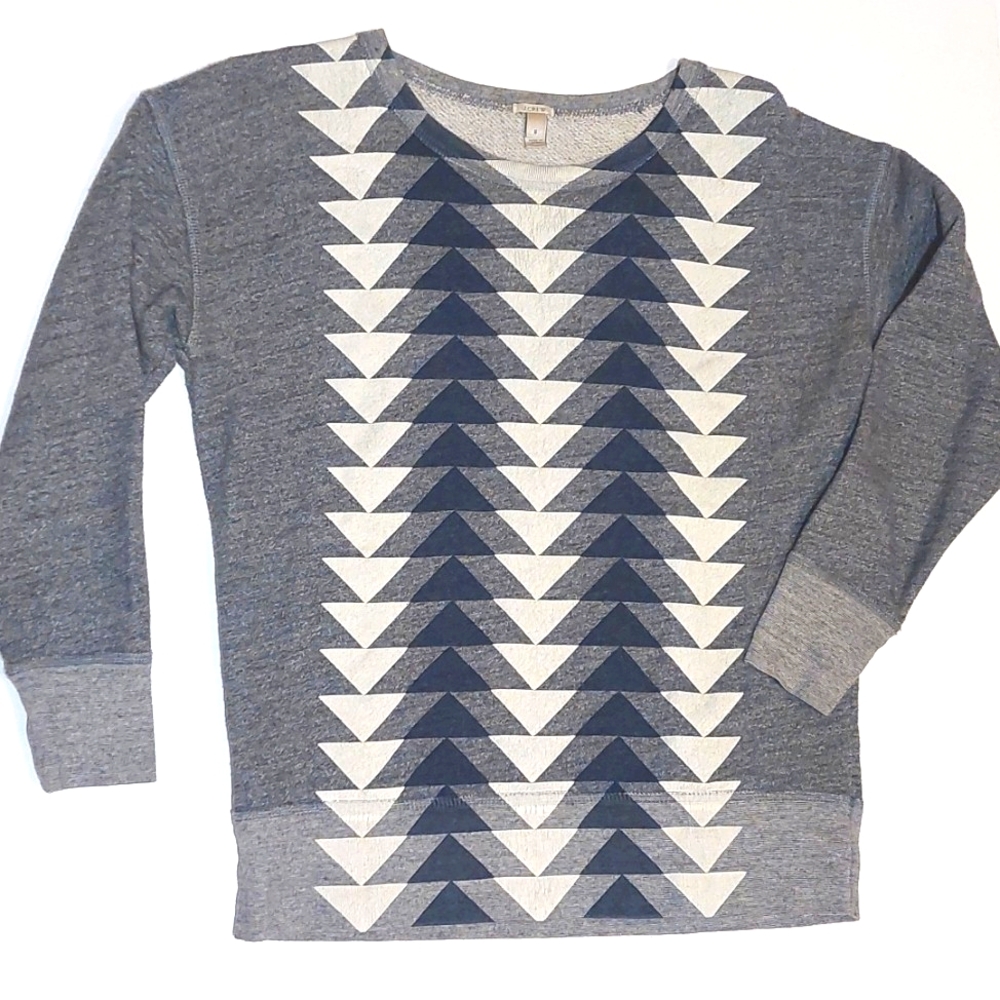 J. Crew Gray Geometric Print Sweatshirt, Size S